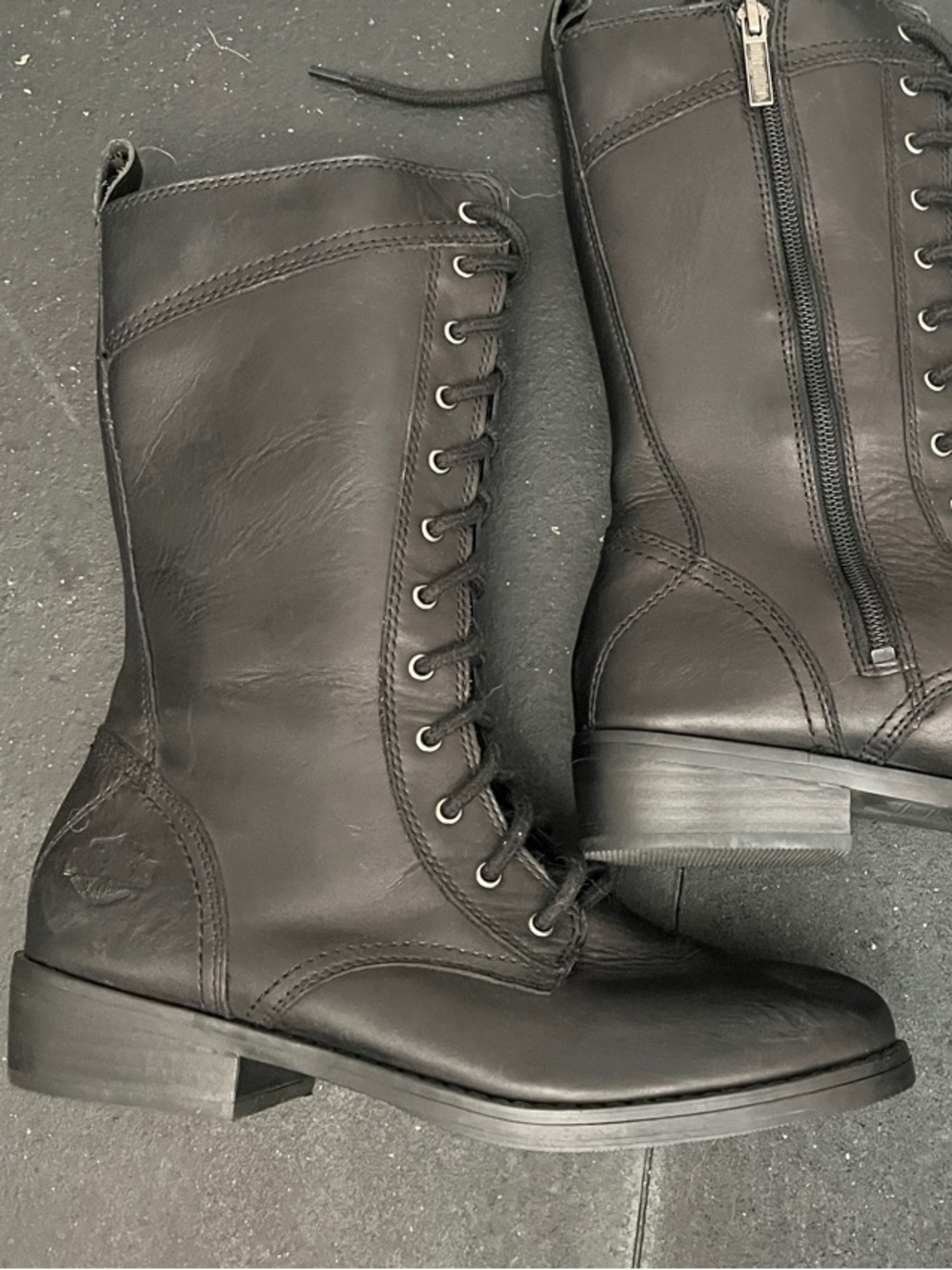 Harley Davidson Black Lace-Up Side-Zip Women's Combat Boots